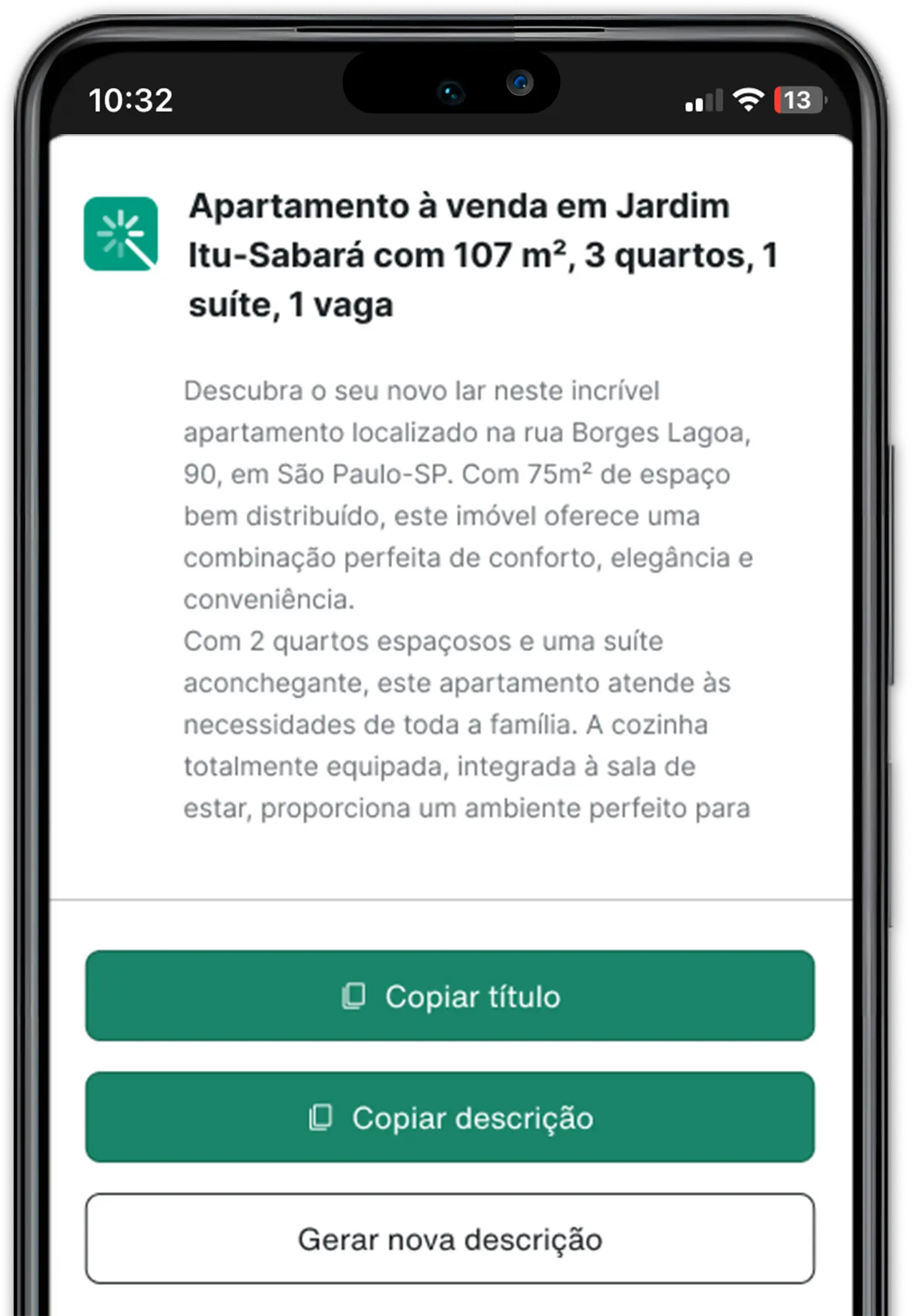 Smartphone com editor de anúncios